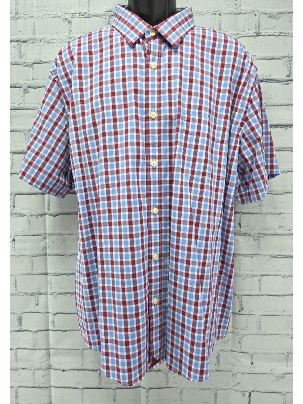 Untuckit Mens Blue-Purple Plaid Short Sleeve Shirt 3XL Nylon Blend